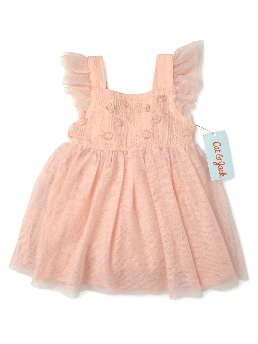 NWT Cat & Jack Baby Girl Floral Tulle Tutu Dress & Bloomers - Blush 12M